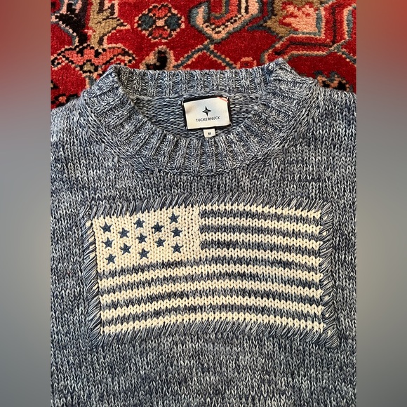 Tuckernuck Blue Marled Americana Cotton Flag Sweater— Womens Medium - Picture 6 of 10
